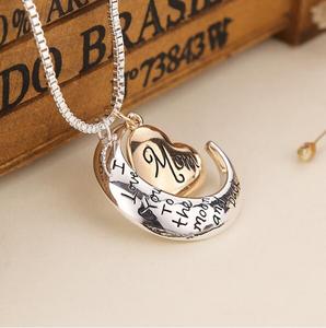 HX021 Yiwu Huilin joyería de diseño personalizado te amo a la Luna y de vuelta en la forma de la Luna y mamá corazón collar - Product Image 5