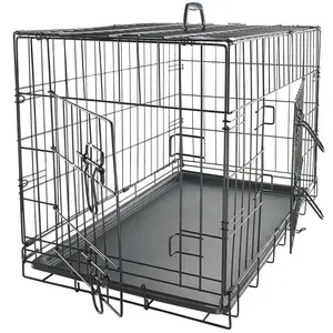 Metal plegable de doble puerta para jaulas para perros - Jaula de alambre con separador para mascotas de entrenamiento