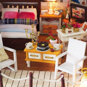 KnowMe DIY <span class=keywords><strong>casa</strong></span> de muñecas de madera en miniatura muebles 3D hechos a mano regalo para niños inspirado en vacaciones junto al mar y juguete de rompecabezas de <span class=keywords><strong>palma</strong></span> de coco - Product Image 5