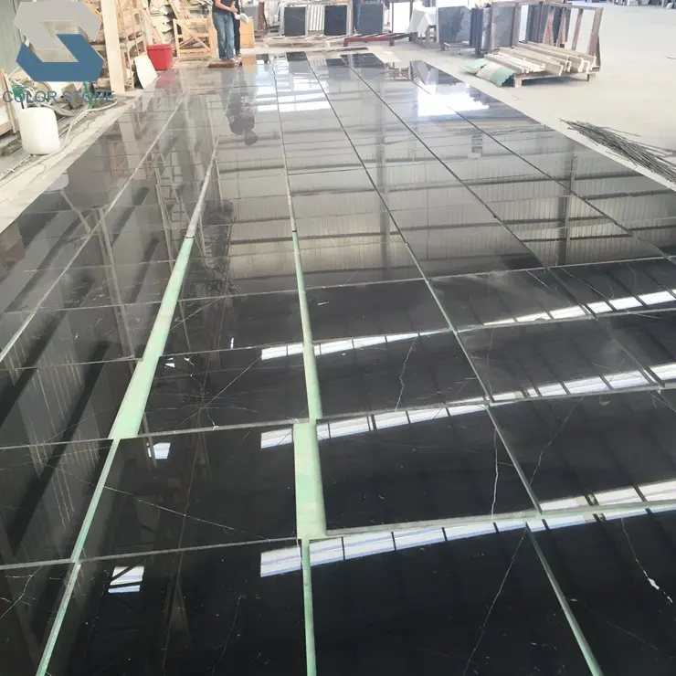 Barato Nero marquina negro pisos azulejos