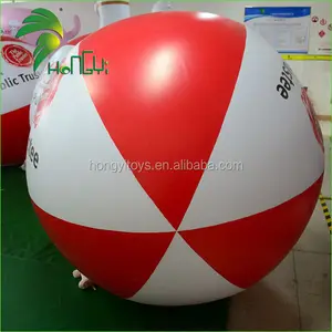 High Quality Big PVC Material Red White Inflatable beach Ball , Giant LED Beach Ball For Sale
