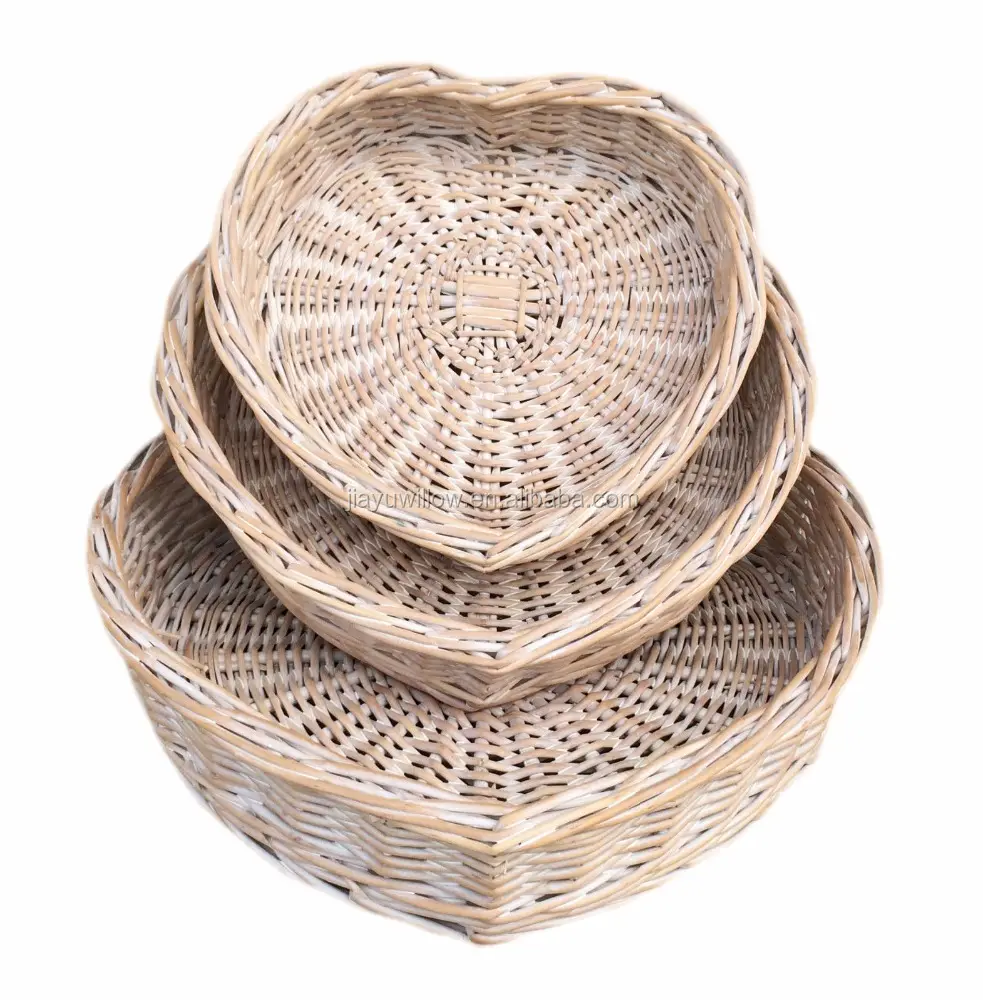 Heart Shaped Wicker Basket Large Small Hamper Home Gift Storage Wedding Willow