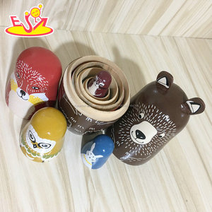 2018 venta al por mayor DIY matryoshkas 5 unids madera animial muñeca rusa para niños W06D104 - Product Image 4