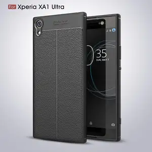 Tpu Souple Litchi En Cuir Téléphone Portable Couverture Arrière Pour Sony Xperia Xa1 Ultra Cas