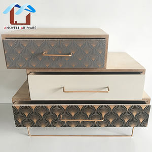 Design Home Decoration Wood 3 Drawer Cabinet With Metal Legs <strong>Wooden</strong> <strong>Storage</strong> <strong>Box</strong> - Product Image 4