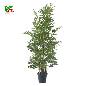 Arbres artificiels en plastique, manche dorée, faux plante, pour décoration de maison, palmier raphia