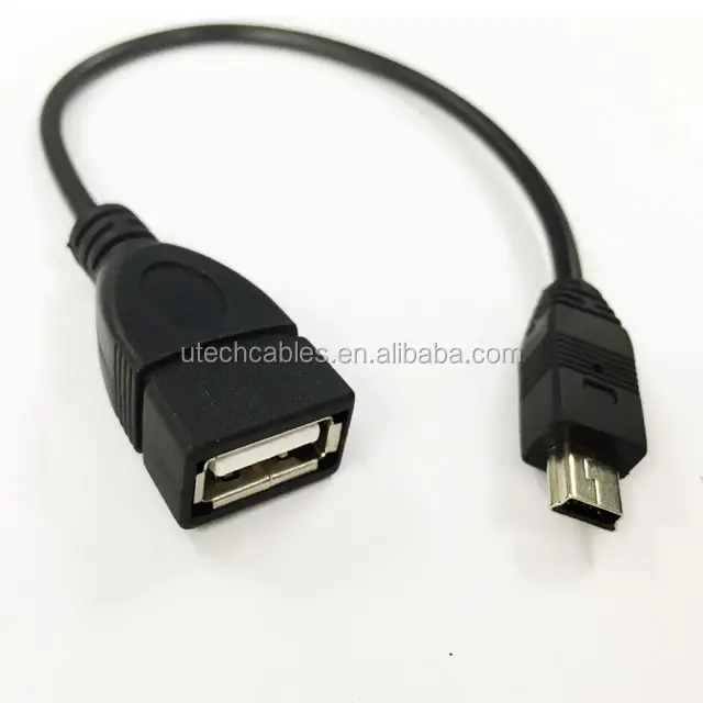 USB 2.0 Female to Mini 5Pin Male Converter OTG Host Extension Adapter Cable