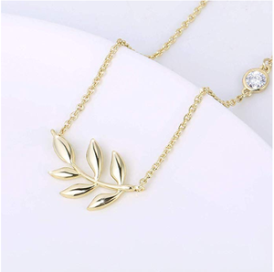 Monili Dell'acciaio Inossidabile di modo Del Pendente Del Foglio Della Collana Ramo di Un Albero Collane Stazione di Catena per Le Donne - Product Image 3