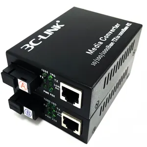 Kurumsal anahtarlar için tek Fiber 10/100/1000 Fiber optik Ethernet 1 SC medya dönüştürücü rj45