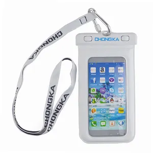 새로운 디자인 OEM 로고 안드로이드 PVC 방수 가방 휴대 전화 케이스 액세서리를위한 아이폰 용 발광 방수 주머니