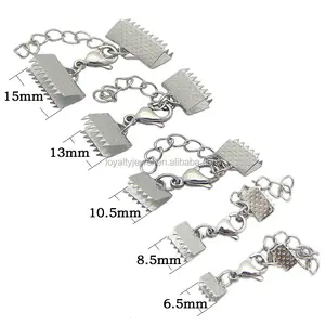 带龙虾爪扣和扩展链饰品配件的不锈钢丝带 Crimps 绳端盖