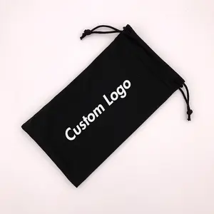 90 X 180 mm Sunglasses Pouch Custom Logo Black Microfiber Glasses Bag