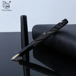 TTX High Quality Custom Promotional Black New Latest Feather Metal Fountain Pen With Customized Logo