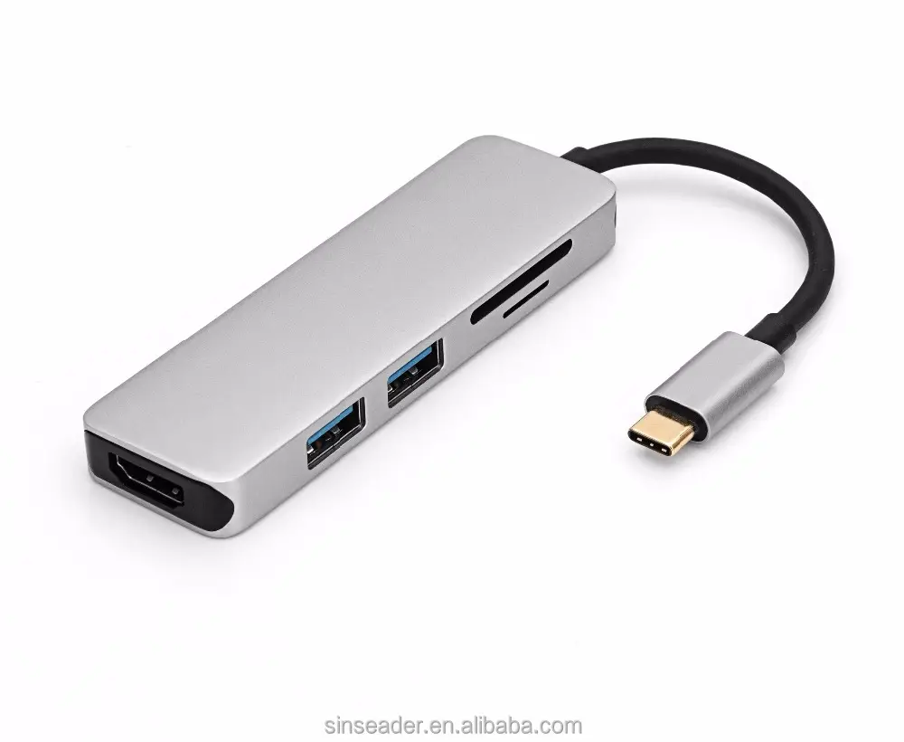 5 in1 Typ C Multi port für Laptops mit Kartenleser SD und TF, 4K HDMI und Daten 3.1 Typ C Docking-Adapter USB C HUB