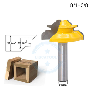 L-N017-8 1PC 8mm chân Trung bình khóa miter Router bit-45 độ 1-3/8 ''chế biến gỗ phay/phay công cụ - Product Image 2