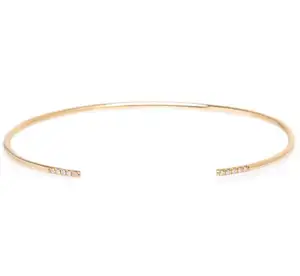 Pulseira de latão minimal feminina, joias de bronze simples cz strass empilhando pulseira fina diamante fino fio redondo punho