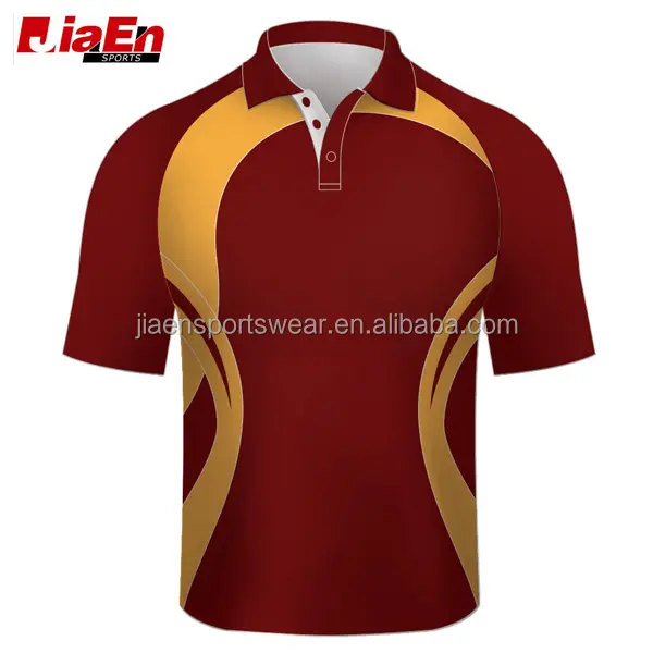 cheap wholesale newest design cricket polo shirts pattern red india cricket team jersey