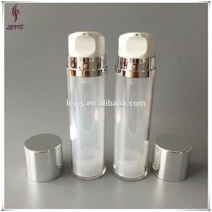 Doble pared de plástico 4 oz cosméticos botellas sin aire con tapa de plata - Product Image 2