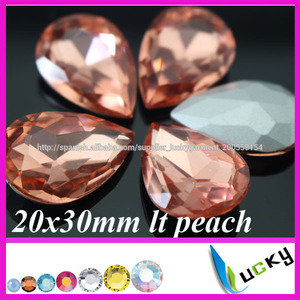 Comercio al por mayor de lágrima rhinestones melocotón luz perlas de cristal de colores para la decoración - Product Image 3