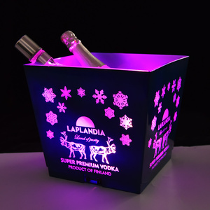 Best for Best — porte-boisson rectangulaire, pour vin et bière, logo en plastique gravé, lumières led, seau à glace