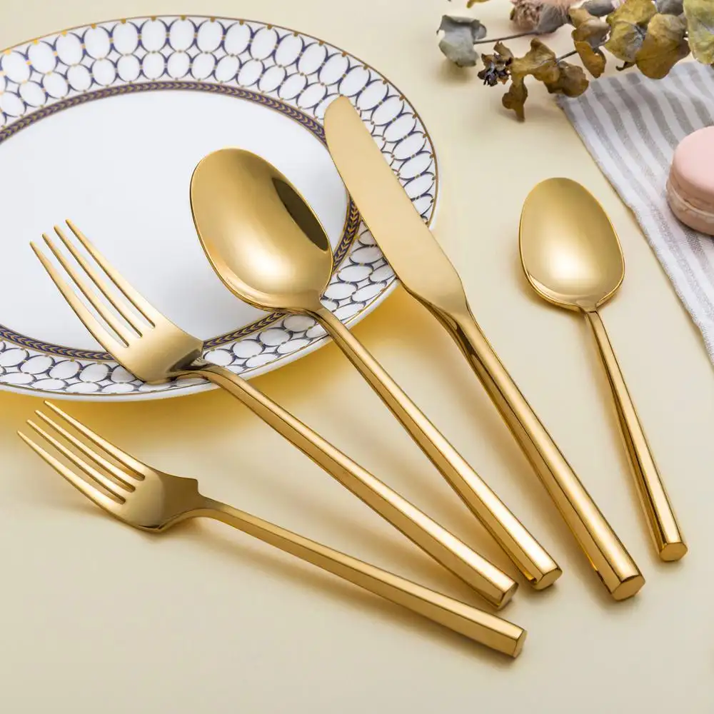 Stainless Steel Gold Brush cutlery  gold matte flatware  flatware gold plated for wedding