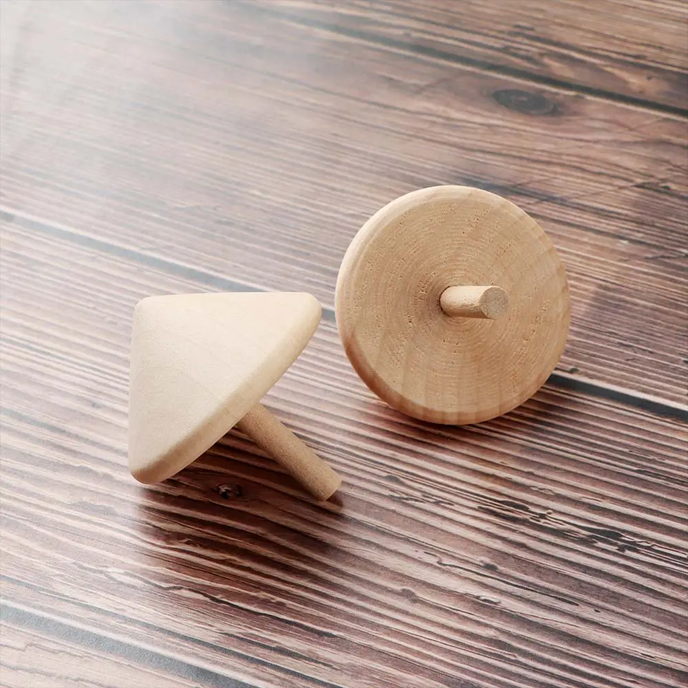 Natural Wooden Gyro Spinning Top Classic Interesting Children Educational Toys Gift Rotating Spinner for DIY