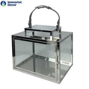 Sostenedor de vela de acero inoxidable y vidrio linternas de inmortal Decoración - Product Image 1