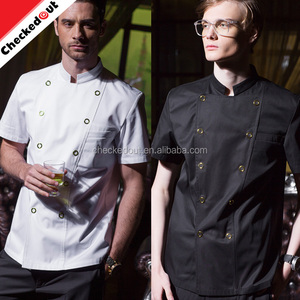 2017 <span class=keywords><strong>Restaurante</strong></span> <span class=keywords><strong>Hotel</strong></span> unisex Chef Abrigos Chaquetas <span class=keywords><strong>de</strong></span> Uniforme <span class=keywords><strong>de</strong></span> Manga corta <span class=keywords><strong>de</strong></span> Doble Botonadura Color Utensilios <span class=keywords><strong>de</strong></span> Cocina - Product Image 1