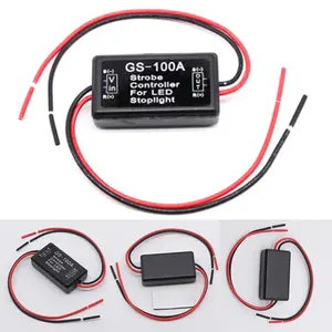 Módulo intermitente de controlador estroboscópico de GS-100A para luz LED de freno de coche, lámpara de luz de parada de 12-24V, protección contra cortocircuitos a prueba de agua
