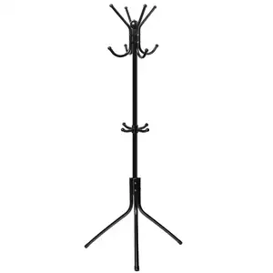Стоя Прихожая Вешалка пальто дерево шляпа Вешалка держатель 11 крючки для мужских пиджака Зонт подставка для дерева с недрагоценных металлов (черный)