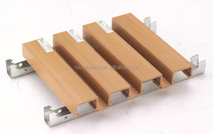 Panneau de faux plafond décoratif en WPC imitation teck Rucca, design strié, 40*25mm, étanche et ignifuge, pour intérieur moderne - Product Image 2