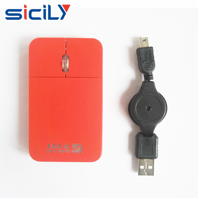 Hottest LED Light up Logo Super Slim Flat Mice Retractable Wired Mouse for Computer Tablet PC Laptop