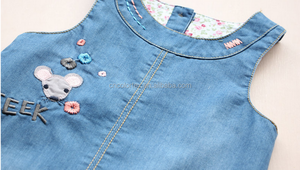 Nuovo <span class=keywords><strong>vestito</strong></span> <span class=keywords><strong>da</strong></span> bambina in Denim con <span class=keywords><strong>topo</strong></span> ricamato pagliaccetti estivi <span class=keywords><strong>da</strong></span> bambina senza maniche per neonato - Product Image 6