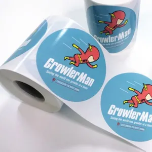 Impressão de logotipo personalizada, rolo de papel brilhante para latas de cerveja, etiquetas auto adesivas