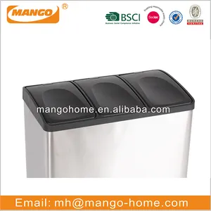 Garbage Waste Bin Stainless Steel 3 Compartment Garbage Can / Pedal Bin / Waste Bin