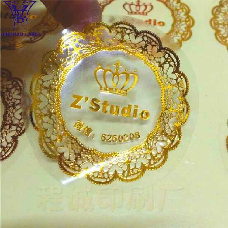 Индивидуальные прозрачный позолота этикетки, наклейки