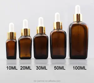 Square essential oil bottles5ml 10ml 15ml 30ml 50ml 100ml amber clear glass essential oil press dropper bottles
