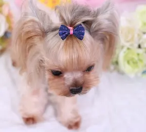 Beautiful Patterns Pet Dog Cat Ribbon Headdress Bowknot Hairpin Pet Clip Dog Bow