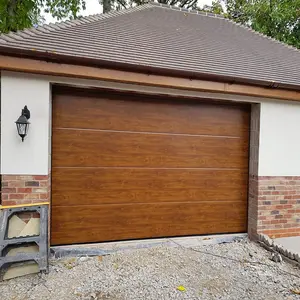 Wood Grain Color Overhead Door Beautiful Appearance Aluminum Sectional Garage Door