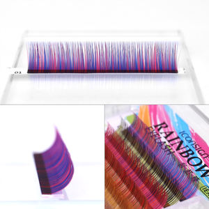 रंगीन झूठी पलकें 8-12mm इंद्रधनुष व्यक्तिगत बरौनी 0.07mm - Product Image 4