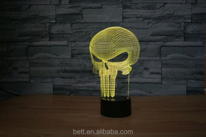 Toque de mordern 3d punisher skull 3d llevó la lámpara de la ilusión óptica - Product Image 4