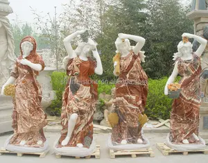 自然な白い大理石の手彫りの女性の彫刻の庭の装飾
