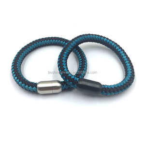 มาใหม่สีเขียวและสีดำด้ายผสมถักสร้อยข้อมือเชือกที่กำหนดเอง,เชือกสร้อยข้อมือแม่เหล็ก - Product Image 1