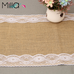 Corridore da <span class=keywords><strong>tavolo</strong></span> in tela di lino e pizzo 275cm x 30cm per tavole rotonde per uso ristorante - Product Image 3