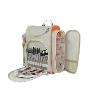 Picnic Bag 4 Person Picnic Set Backpack 4 bottle can cooler bag 24 can cooler bag