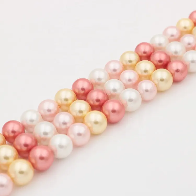 12 mm multi gold pink loose pearl plated shell pearl for necklace bracelet DIY