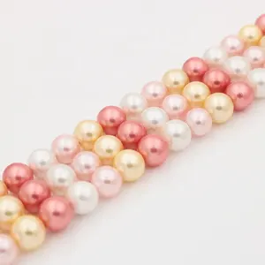 Perle de coquille plaquée en or rose, 5 pièces 12mm, pour bracelet multi perles, bricolage, collier