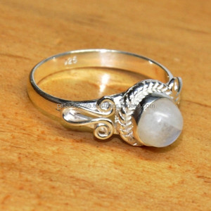 เครื่องประดับรุ้งมูนสโตนพลอยแหวน925เงินสเตอร์ลิงเครื่องประดับขายส่งเงินสเตอร์ลิงการออกแบบที่ดีที่สุดอินเดียรอบ - Product Image 3