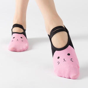 Bonypony – chaussettes de Yoga colorées pour femmes, motif de <span class=keywords><strong>chat</strong></span> mignon, à la mode, motif de dessin animé, Bandage de haute qualité, Pilates, chaussettes de Ballet - Product Image 1