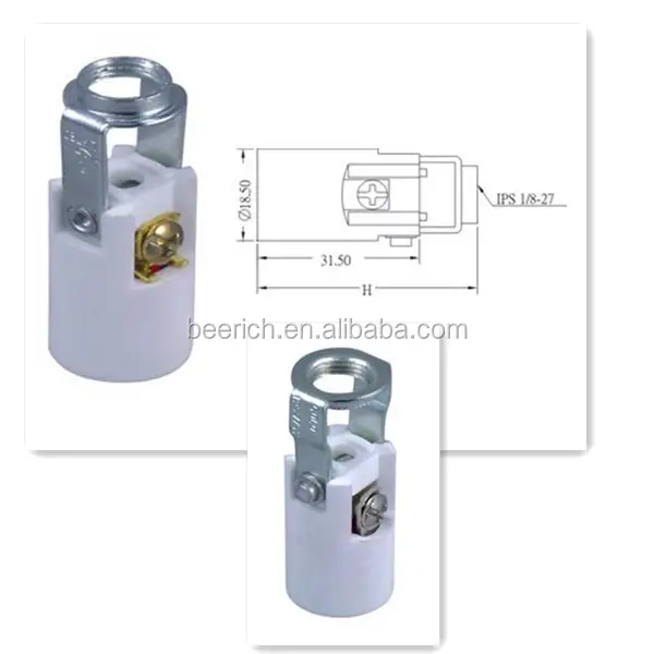 ヒッキー付きE12磁器ランプホルダーフェノールランプホルダー